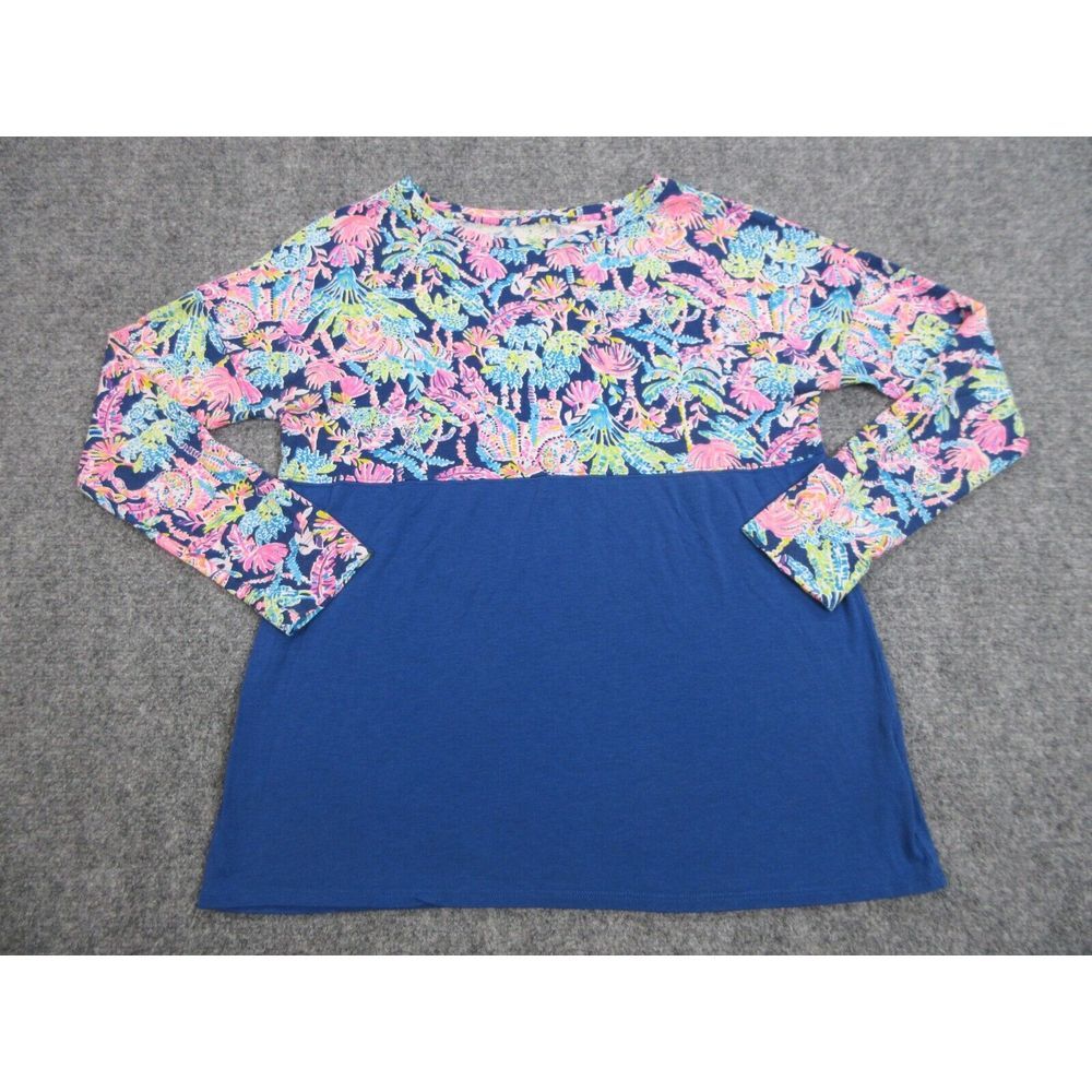 Lilly Pulitzer Shirt Finn‎ Top Womens Small Oyster Bay Blue Seen & Herd
